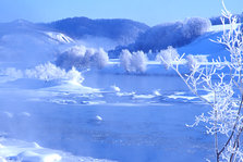 冬の旭川の風景(川岸)